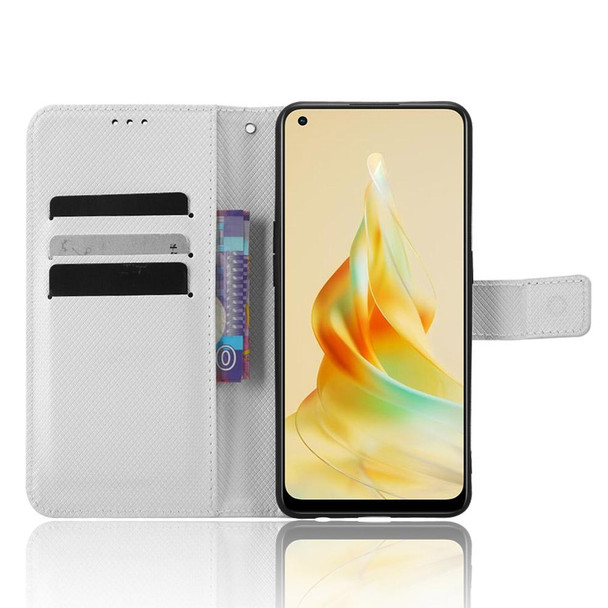 For OPPO Reno8 T 4G Diamond Texture Leatherette Phone Case(White)