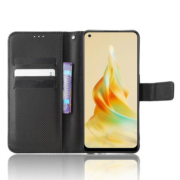 For OPPO Reno8 T 4G Diamond Texture Leatherette Phone Case(Black)