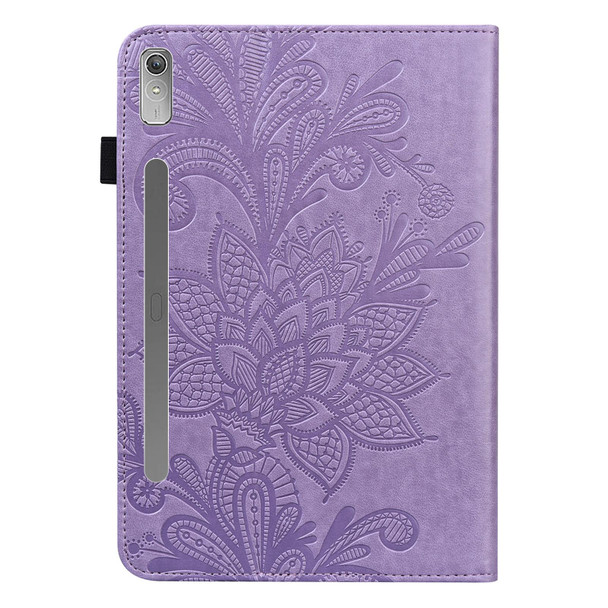 For Lenovo Pad Pro 2022 11.2 inch / Tab P11 Pro Gen 2 Lace Flower Embossing Pattern Leatherette Tablet Case(Purple)