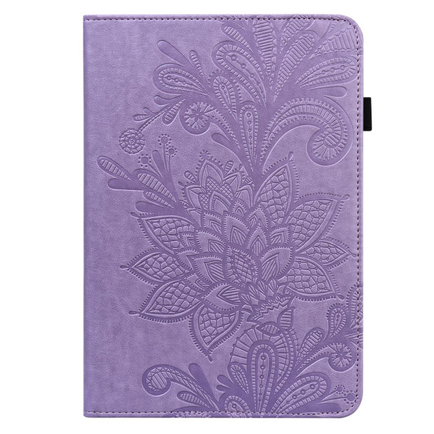 For Lenovo Pad Pro 2022 11.2 inch / Tab P11 Pro Gen 2 Lace Flower Embossing Pattern Leatherette Tablet Case(Purple)