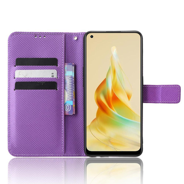 For OPPO Reno8 T 4G Diamond Texture Leatherette Phone Case(Purple)