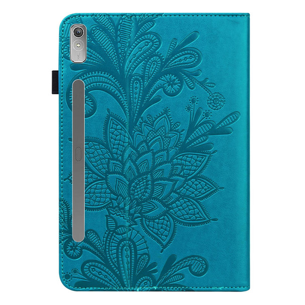 For Lenovo Pad Pro 2022 11.2 inch / Tab P11 Pro Gen 2 Lace Flower Embossing Pattern Leatherette Tablet Case(Blue)