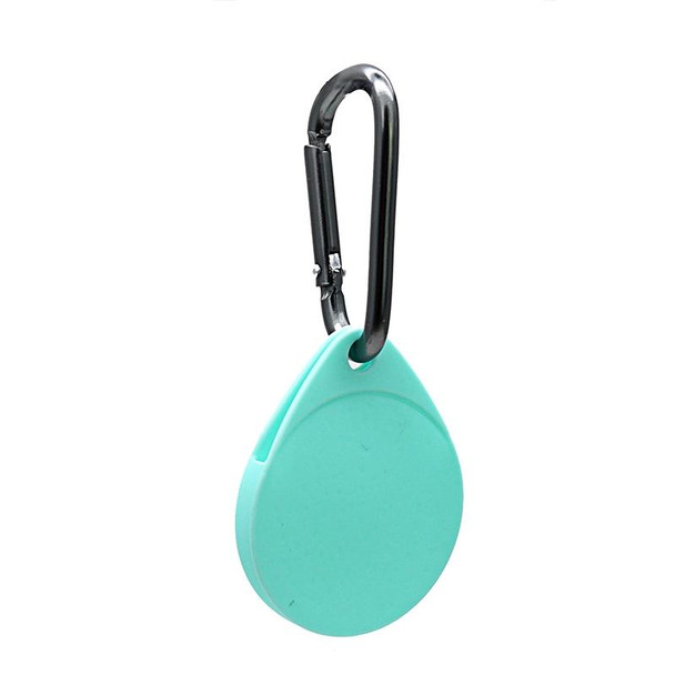 2 PCS Drop Shape  Shockproof Anti-scratch Silicone Protective Case with Carabiner for AirTag(Mint Green)