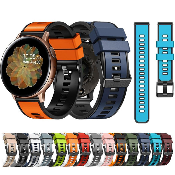 20mm Universal Two Color Silicone Watch Band(Black Orange)