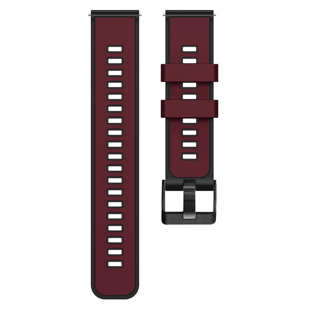 20mm Universal Two Color Silicone Watch Band(Wine Red Black)