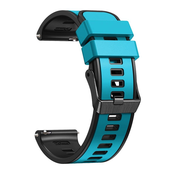 22mm Universal Two Color Silicone Watch Band(Sky Blue Black)