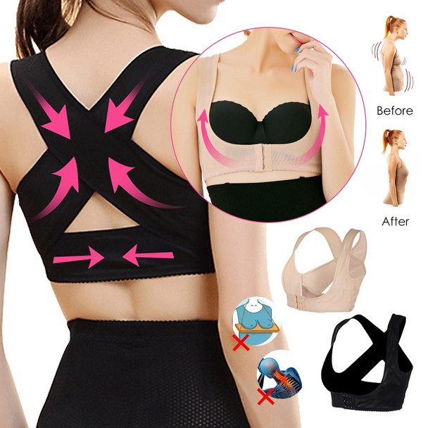 Women Ultrathin Kyphosis Correction Shoulder Support Tight-fitting Orthopedic Belt, Size:XXL(Flesh Color)