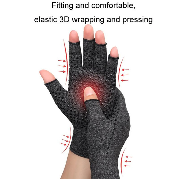 Arthritis Rehabilitation Silicone Non-slip Cycling Half Finger Gloves, Size: XL(Black)