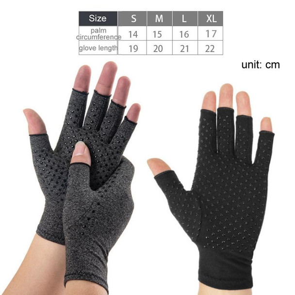 Arthritis Rehabilitation Silicone Non-slip Cycling Half Finger Gloves, Size: S(Black)