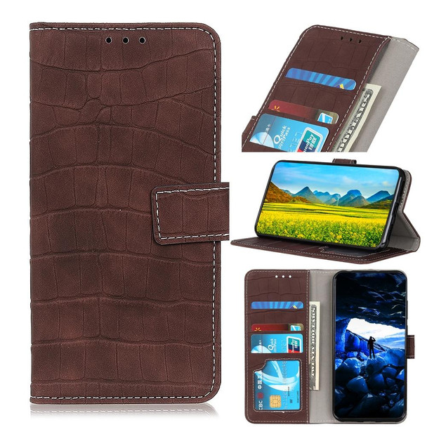 For ZTE Blade A32 Crocodile Texture Flip Leather Phone Case(Brown)