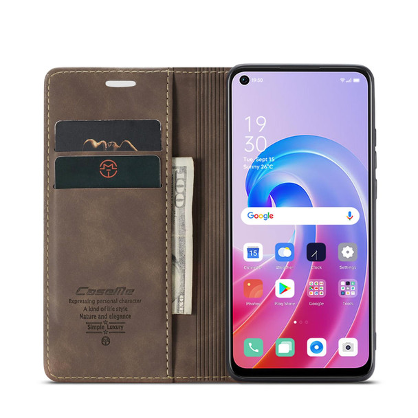 CaseMe 013 Multifunctional Horizontal Flip Leatherette Phone Case For OPPO A96 4G / A36 4GA76 4GK10 4G Realme 9i 4G (Coffee)