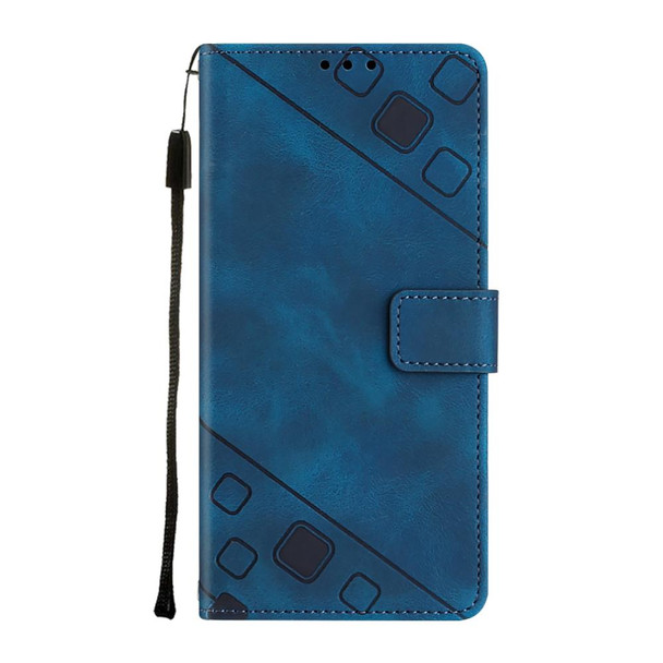 For Realme C31 4G Skin-feel Embossed Leatherette Phone Case(Blue)