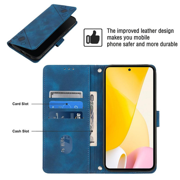 For Xiaomi 12 Lite Skin-feel Embossed Leather Phone Case(Blue)