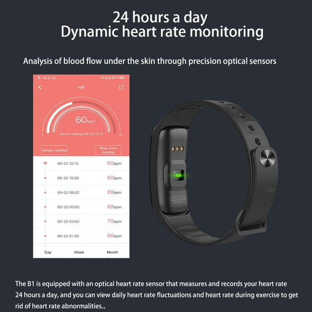 B1 0.96 inch Color Screen IP67 Waterproof Smart Bracelet, Support Sleep Monitor / Heart Rate Monitor / Blood Pressure Monitor(Red)
