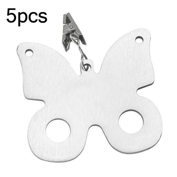 5pcs Stainless Steel Tablecloth Clip Windproof Tablecloth Weights Hanger(Butterfly TCC0010H)