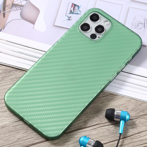 Carbon Fiber Texture PP Protective Case - iPhone 12 / 12 Pro(Green)