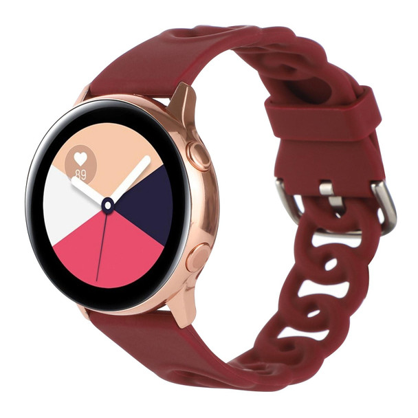 20mm Donut Hollow Silicone Watch Band(Wine Red)