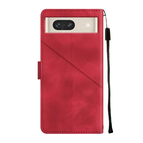 For Google Pixel 7 Skin-feel Embossed Leatherette Phone Case(Red)