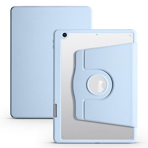 For iPad 10.2 2022 / 2021 / 2020 / 2019 Acrylic 360 Degree Rotation Holder Tablet Leatherette Case(Ice Blue)