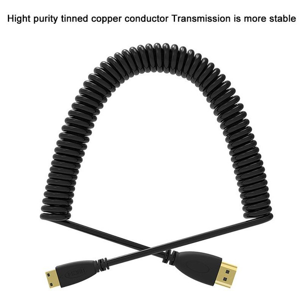 1.4 Version, Gold Plated Mini HDMI Male to HDMI Male Coiled Cable, Support 3D / Ethernet, Length: 60cm (can be extended up to 2m)