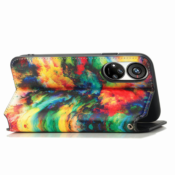 For ZTE Blade V40s CaseNeo Colorful Magnetic Leather Phone Case(Colorful Cloud)