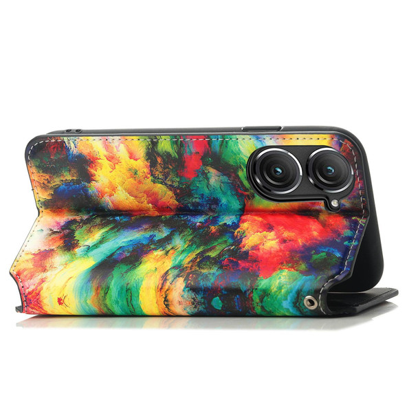 For Asus Zenfone 9 CaseNeo Colorful Magnetic Leatherette Phone Case(Colorful Cloud)