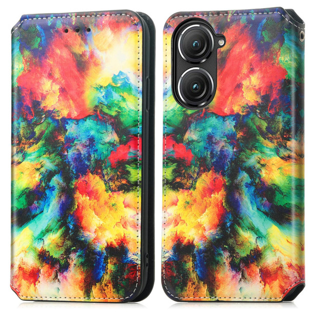 For Asus Zenfone 9 CaseNeo Colorful Magnetic Leatherette Phone Case(Colorful Cloud)