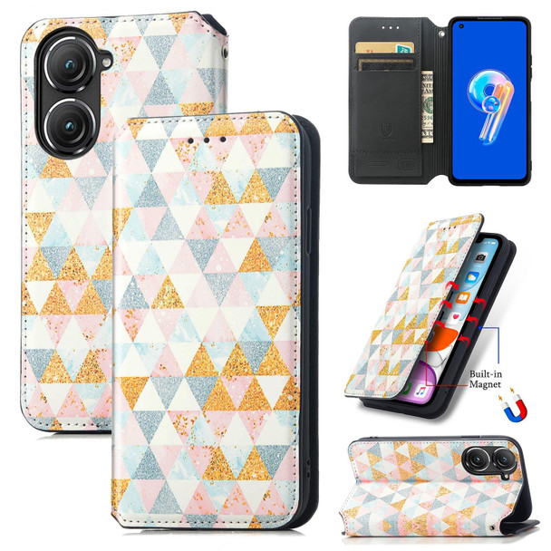 For Asus Zenfone 9 CaseNeo Colorful Magnetic Leatherette Phone Case(Rhombus)