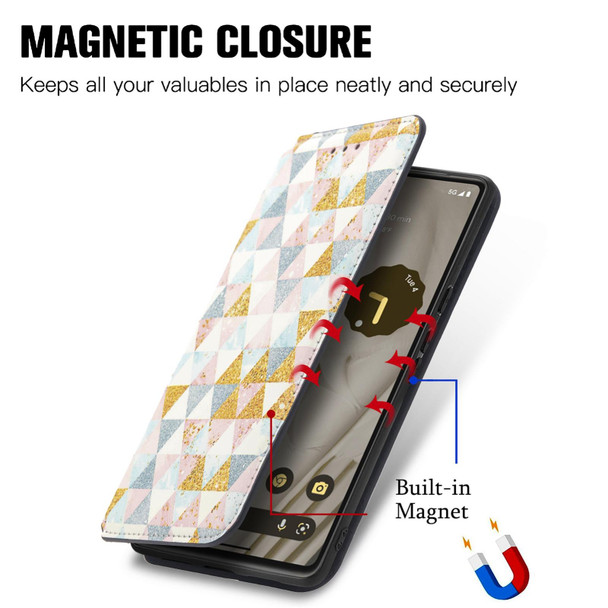 For Google Pixel 7A CaseNeo Colorful Magnetic Leatherette Phone Case(Rhombus)