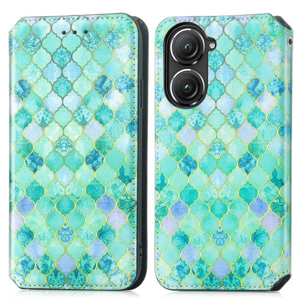 For Asus Zenfone 9 CaseNeo Colorful Magnetic Leatherette Phone Case(Emerald)