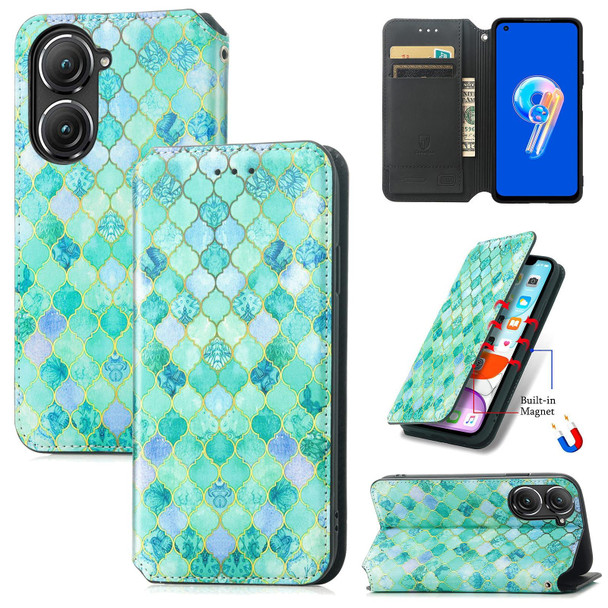 For Asus Zenfone 9 CaseNeo Colorful Magnetic Leatherette Phone Case(Emerald)