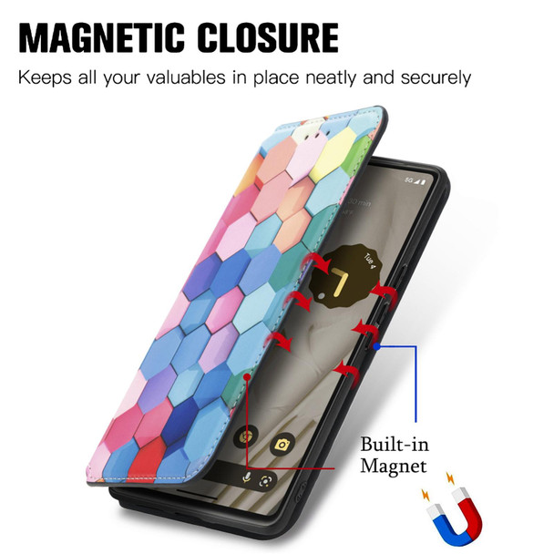 For Google Pixel 7A CaseNeo Colorful Magnetic Leatherette Phone Case(Colorful Cube)