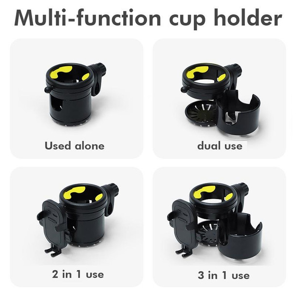 3 IN 1 Universal Baby Stroller Mobile Phone Cup Holder Motorcycle Water Cup Holder(Black and Yellow)