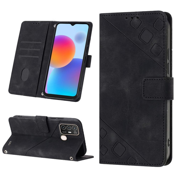For ZTE Blade A52 Skin-feel Embossed Leather Phone Case(Black)