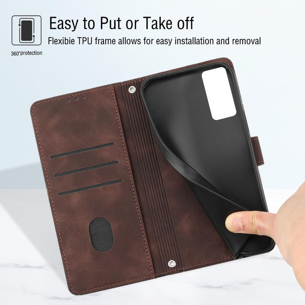 For Tecno Pova 2 Skin-feel Embossed Leatherette Phone Case(Brown)