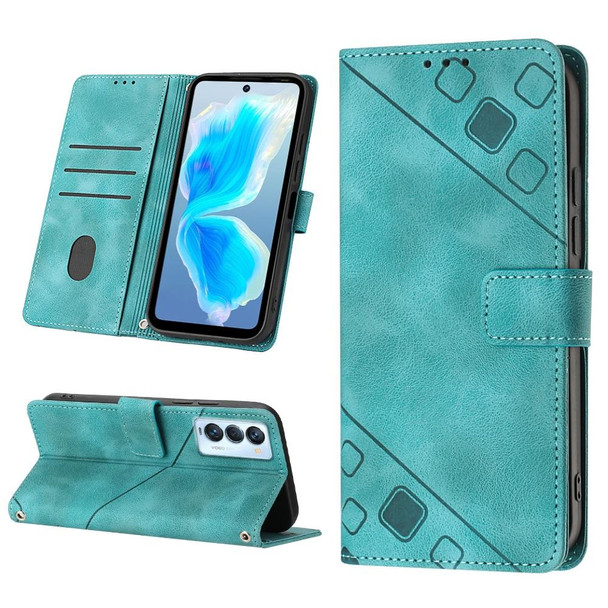 For Tecno Camon 18 Premier Skin-feel Embossed Leatherette Phone Case(Green)