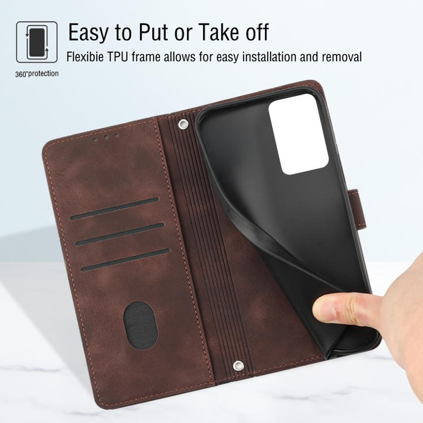 For ZTE Blade A72 Skin-feel Embossed Leather Phone Case(Brown)