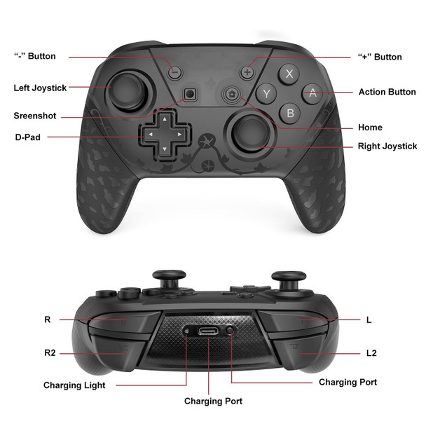 798B Bluetooth 5.0 Wireless Game Controller for Nintendo Switch(Black)