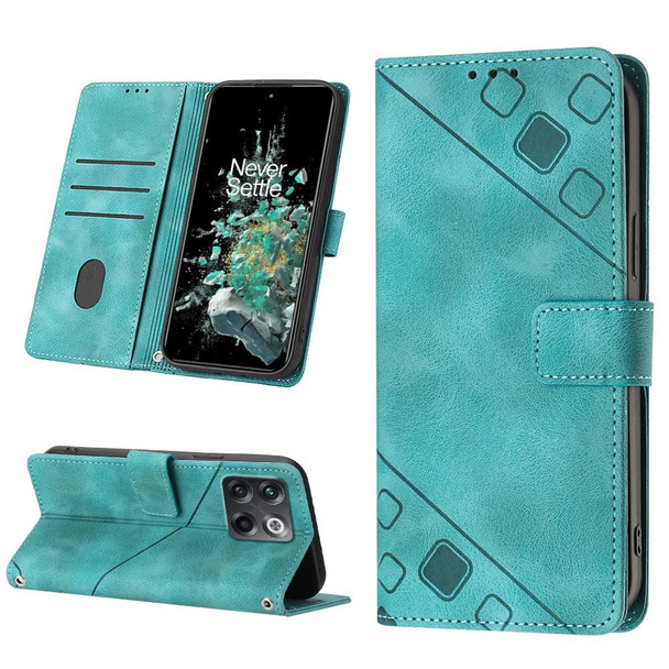 For OnePlus 10T 5G Skin-feel Embossed Leatherette Phone Case(Green)