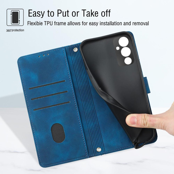 For Tecno Pova 4 LG7n Skin-feel Embossed Leatherette Phone Case(Blue)