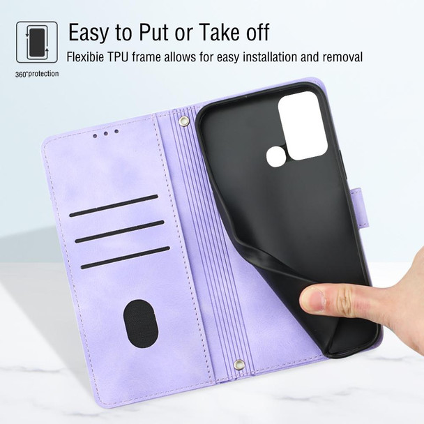 For ZTE Blade A52 Skin-feel Embossed Leather Phone Case(Light Purple)