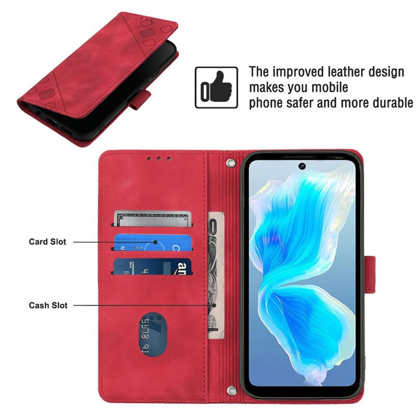 For Tecno Camon 18 Premier Skin-feel Embossed Leatherette Phone Case(Red)