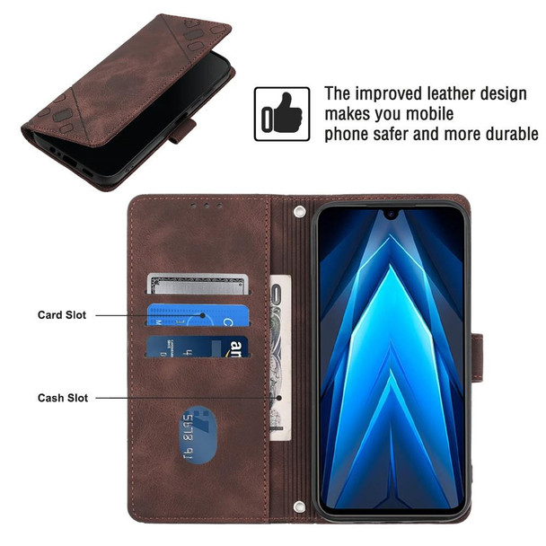 For Tecno Pova 4 Pro LG8n Skin-feel Embossed Leatherette Phone Case(Brown)