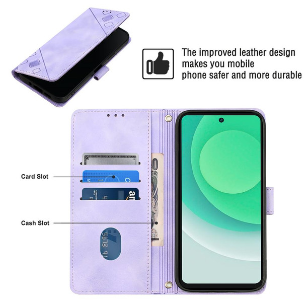 For Tecno Camon 19 Skin-feel Embossed Leatherette Phone Case(Light Purple)