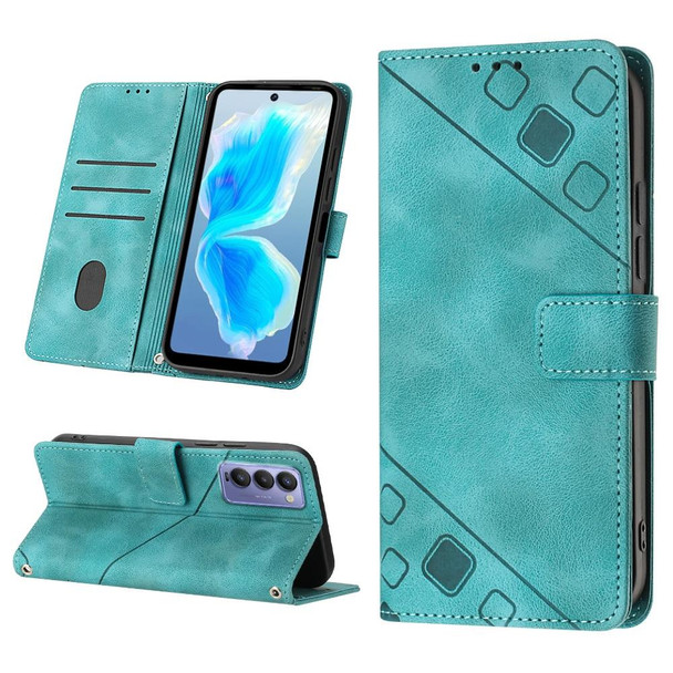 For Tecno Camon 18 / 18 P Skin-feel Embossed Leatherette Phone Case(Green)