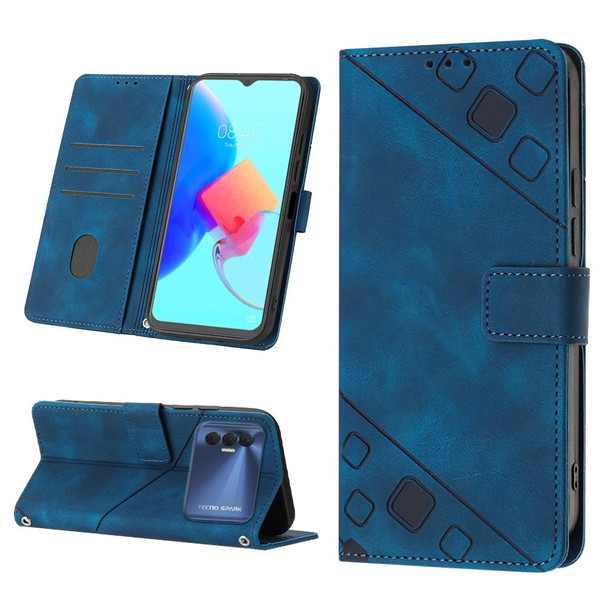 For Tecno Spark 8P Skin-feel Embossed Leatherette Phone Case(Blue)