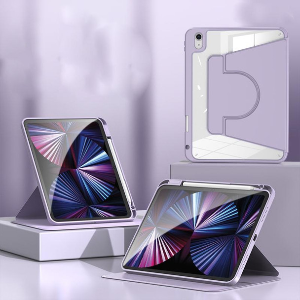 2 in 1 Acrylic Split Rotating Leatherette Tablet Case For iPad Pro 12.9 2022 / 2020 / 2021 / 2018(Lavender)