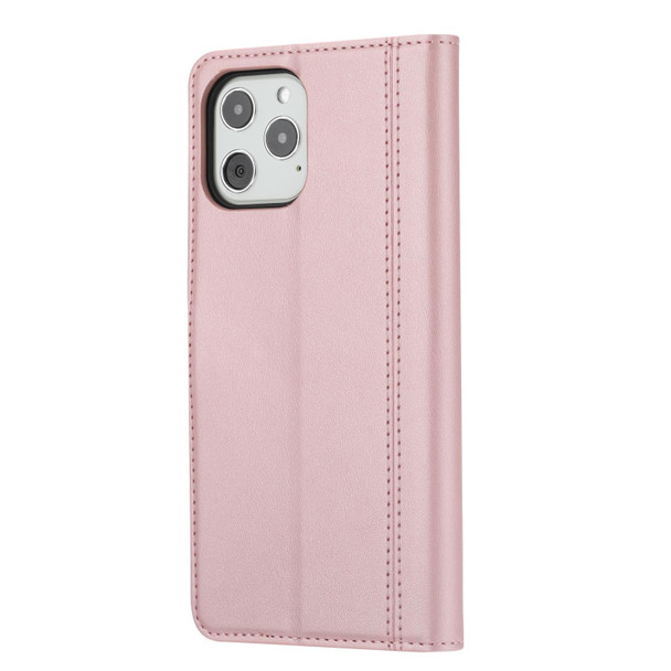 Calf Texture Double Fold Clasp Horizontal Flip Leatherette Case with Photo Frame & Holder & Card Slots & Wallet - iPhone 12 / 12 Pro(Rose Gold)