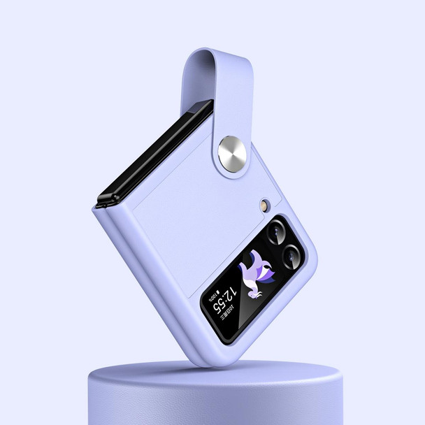 For Samsung Galaxy Z Flip4 / Flip3 Hand Strap Type Leatherette Phone Case(Purple)