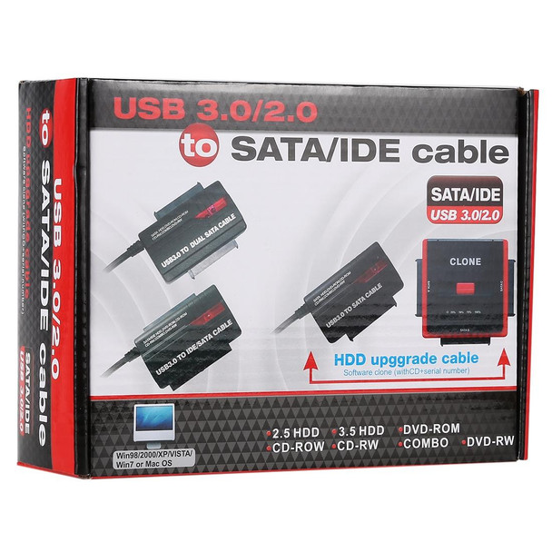 USB 3.0 to IDE/SATA Hard Drive External HDD Adapter(Black)